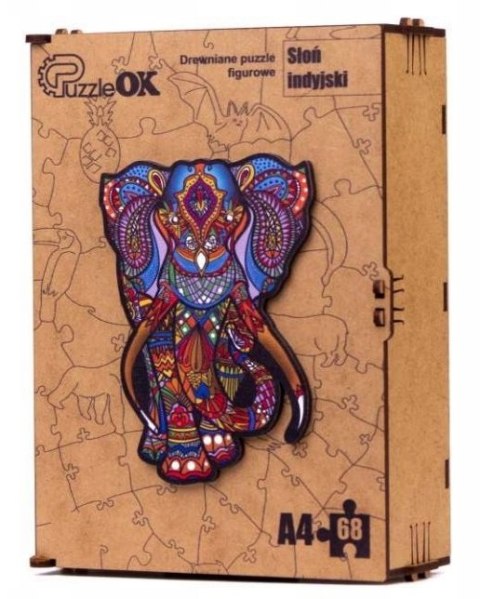 PUZZLE DREWNIANE UKŁADANKA SŁOŃ SŁONIK KOLOROWY PUZZLE DREWNIANE UKŁADANKA SŁOŃ SŁONIK KOLOROWY