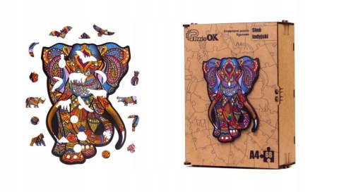 PUZZLE DREWNIANE UKŁADANKA SŁOŃ SŁONIK KOLOROWY PUZZLE DREWNIANE UKŁADANKA SŁOŃ SŁONIK KOLOROWY