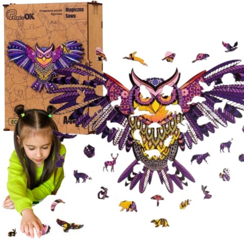 PUZZLE DREWNIANE UKŁADANKA SOWA MAGICZNA KOLOROWA PUZZLE DREWNIANE UKŁADANKA SOWA MAGICZNA KOLOROWA