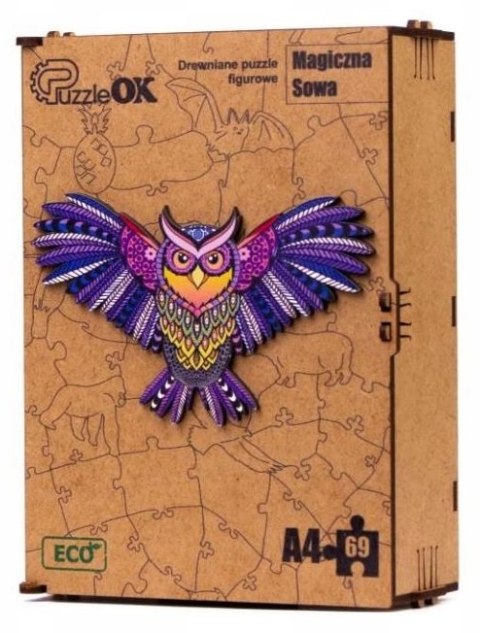 PUZZLE DREWNIANE UKŁADANKA SOWA MAGICZNA KOLOROWA PUZZLE DREWNIANE UKŁADANKA SOWA MAGICZNA KOLOROWA
