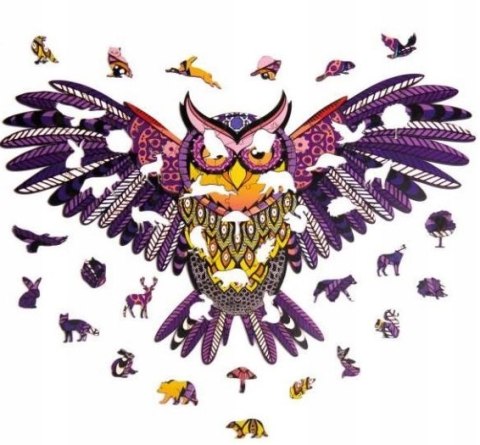 PUZZLE DREWNIANE UKŁADANKA SOWA MAGICZNA KOLOROWA PUZZLE DREWNIANE UKŁADANKA SOWA MAGICZNA KOLOROWA
