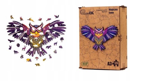 PUZZLE DREWNIANE UKŁADANKA SOWA MAGICZNA KOLOROWA PUZZLE DREWNIANE UKŁADANKA SOWA MAGICZNA KOLOROWA