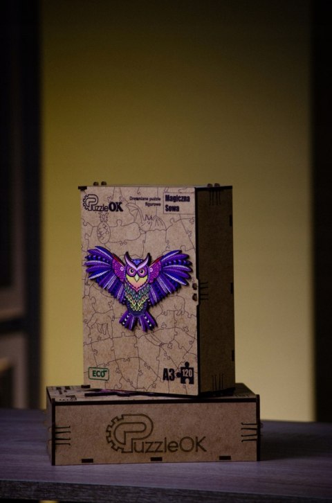 PUZZLE DREWNIANE UKŁADANKA SOWA MAGICZNA KOLOROWA PUZZLE DREWNIANE UKŁADANKA SOWA MAGICZNA KOLOROWA