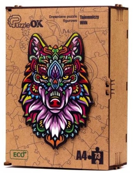 PUZZLE DREWNIANE UKŁADANKA TAJEMNICZY WILK KOLOROW PUZZLE DREWNIANE UKŁADANKA TAJEMNICZY WILK KOLOROW