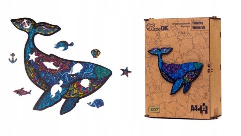 PUZZLE DREWNIANE UKŁADANKA WIELORYB RYBA REKIN PUZZLE DREWNIANE UKŁADANKA WIELORYB RYBA REKIN