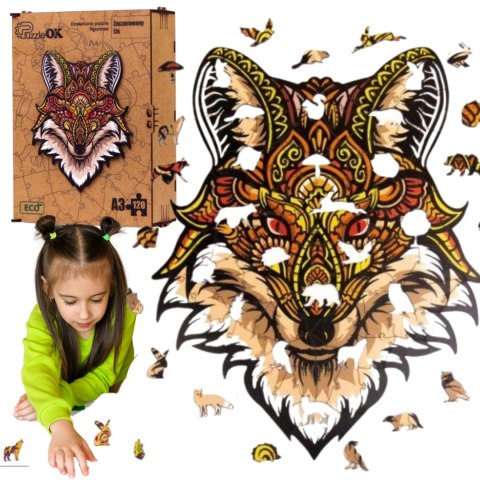 PUZZLE DREWNIANE UKŁADANKA ZACZAROWANY LIS LISEK PUZZLE DREWNIANE UKŁADANKA ZACZAROWANY LIS LISEK