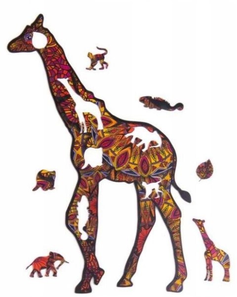 PUZZLE DREWNIANE UKŁADANKA ŻYRAFA CĘTKOWANA PUZZLE DREWNIANE UKŁADANKA ŻYRAFA CĘTKOWANA