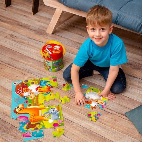 GRA EDUKACYJNA MAXI PUZZLE 2W1 FARMA OBRAZKI UKŁADANKA ROTER KAFER