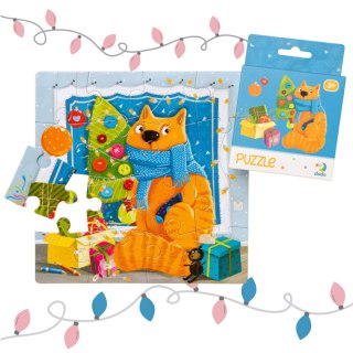 PUZZLE 2w1 KOCIE BOŻE NARODZENIE UROCZA UKŁADANKA I KOLOROWANKA W JEDNYM
