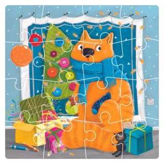 PUZZLE 2w1 KOCIE BOŻE NARODZENIE UROCZA UKŁADANKA I KOLOROWANKA W JEDNYM