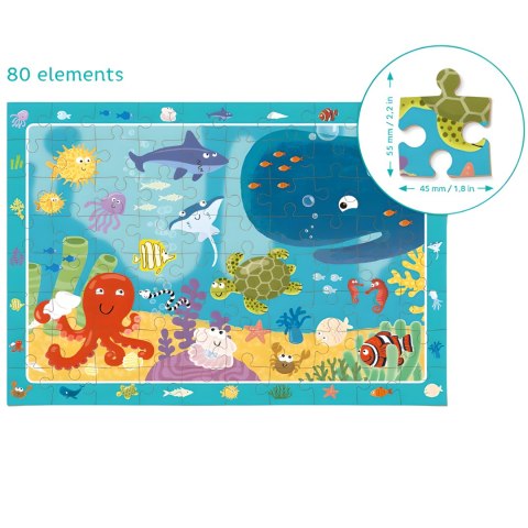 PUZZLE OBSERWACYJNE OCEAN 80 ELEMENTÓW PODWODNY ŚWIAT UKŁADANKA DLA DZIECI