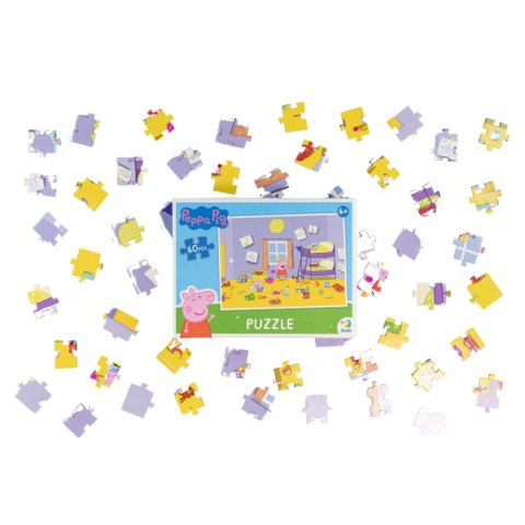 PUZZLE "ŚWINKA PEPPA" ZABAWA 60 ELEMENTÓW KOLOROWA UKŁADANKA DLA DZIECI