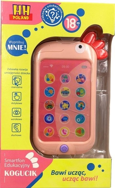 Edukacyjny telefon smartfon kogucik różowy Uczniaczek Edukacyjny telefon smartfon kogucik różowy Uczniaczek