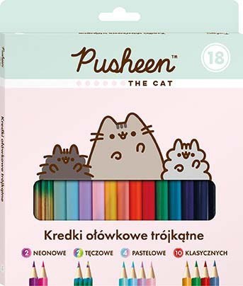 Kredki Ołówkowe Trójkątne 18 Kolorów Pusheen The Cat Kredki Ołówkowe Trójkątne 18 Kolorów Pusheen The Cat