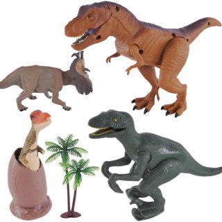 DINOZAURY ZESTAW 4 FIGUREK 2 DRZEWKA EFEKTY DŹWIĘKOWE I ŚWIETLNE