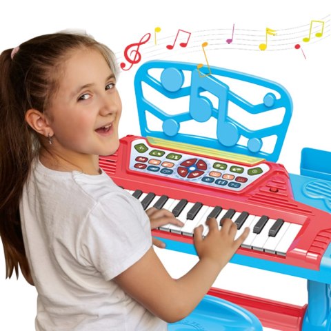 ELEKTRONICZNE PIANINO DUŻY ZESTAW MIKROFON KRZESEŁKO FORTEPIAN DLA DZIECI