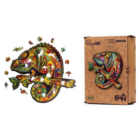 PUZZLE DREWNIANE UKŁADANKA KAMELEON KOLOROWY ZESTAW PUZZLI A3 OZDOBA PUZZLE DREWNIANE UKŁADANKA KAMELEON KOLOROWY ZESTAW PUZZLI A3 OZDOBA