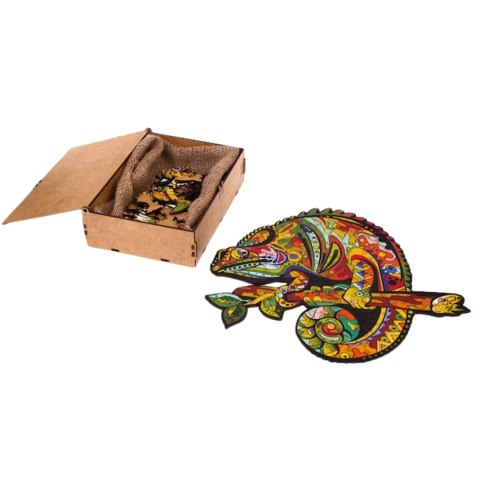 PUZZLE DREWNIANE UKŁADANKA KAMELEON KOLOROWY ZESTAW PUZZLI A3 OZDOBA PUZZLE DREWNIANE UKŁADANKA KAMELEON KOLOROWY ZESTAW PUZZLI A3 OZDOBA