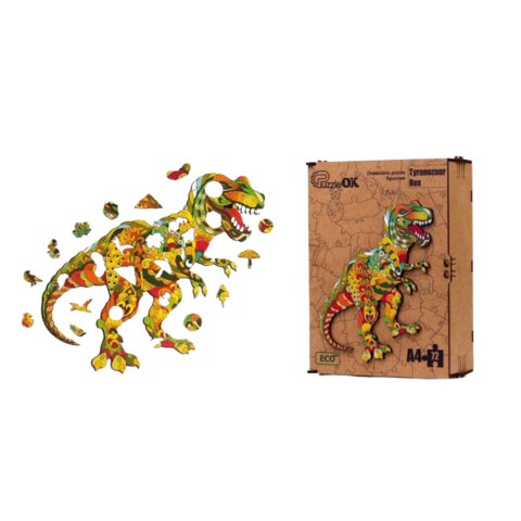 PUZZLE DREWNIANE UKŁADANKA TYRANOZAUR DINOZAUR ZESTAW PUZZLI A4 OZDOBA PUZZLE DREWNIANE UKŁADANKA TYRANOZAUR DINOZAUR ZESTAW PUZZLI A4 OZDOBA