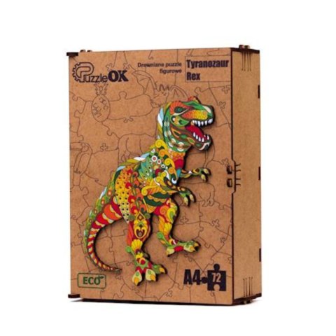 PUZZLE DREWNIANE UKŁADANKA TYRANOZAUR DINOZAUR ZESTAW PUZZLI A4 OZDOBA PUZZLE DREWNIANE UKŁADANKA TYRANOZAUR DINOZAUR ZESTAW PUZZLI A4 OZDOBA
