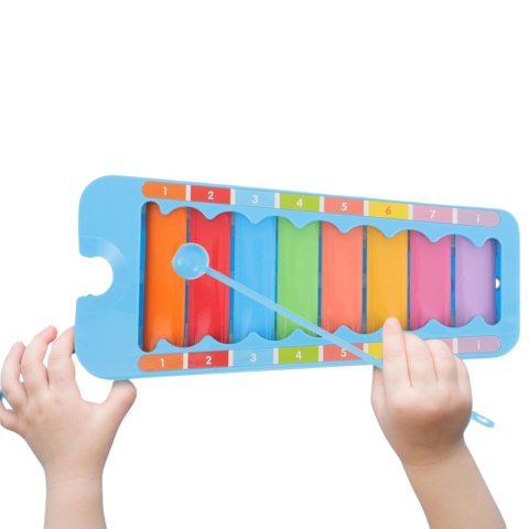 Cymbałki Różnokolorowe Klawisze Pałeczka Nauka Kolorów Liczb Instrument