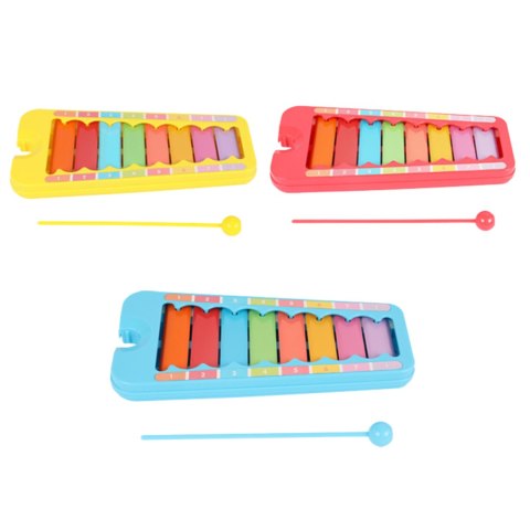 Cymbałki Różnokolorowe Klawisze Pałeczka Nauka Kolorów Liczb Instrument