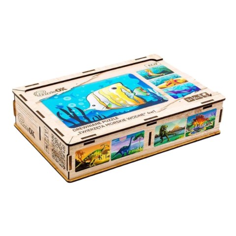 Drewniane Puzzle 4w1 Zwierzęta Morskie Wodne Układanka Zestaw Drewniane Puzzle 4w1 Zwierzęta Morskie Wodne Układanka Zestaw