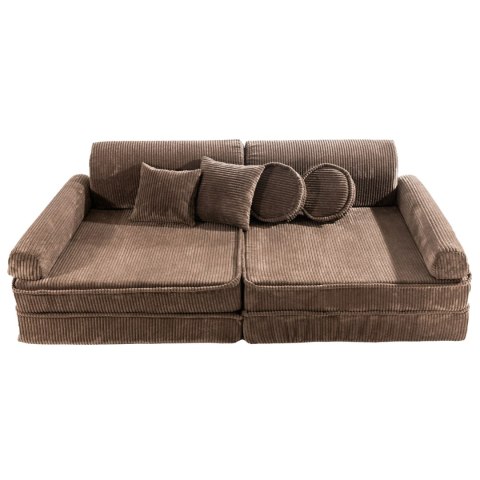 Sofa Premium Sztruksowa Dziecięca Brązowa Modułowa Budowa Wygodna Miękka