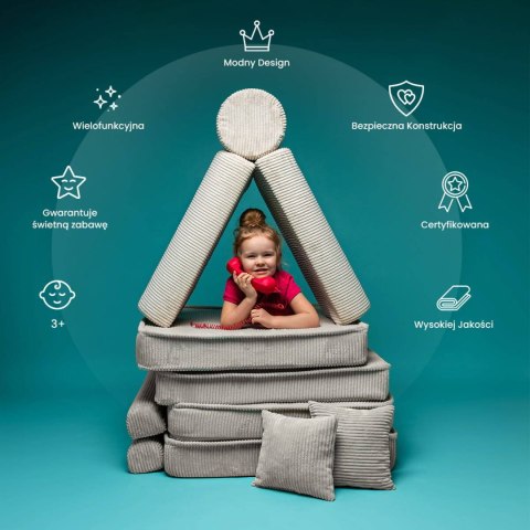 Sofa Premium Sztruksowa Dziecięca Brązowa Modułowa Budowa Wygodna Miękka