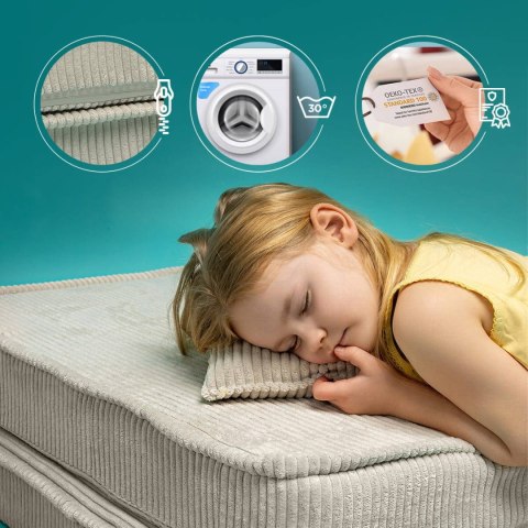 Sofa Premium Sztruksowa Dziecięca Brązowa Modułowa Budowa Wygodna Miękka