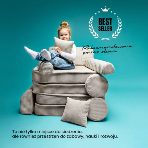 Sofa Premium Sztruksowa Dziecięca Brązowa Modułowa Budowa Wygodna Miękka