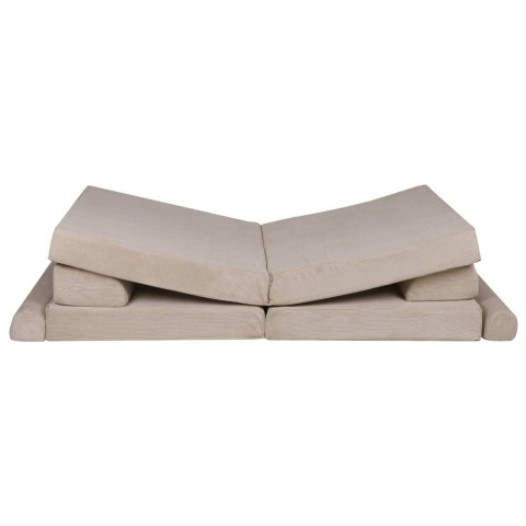 Sofa Premium Sztruksowa Dziecięca Rozkładana Siedzisko Miejsce Zabaw Beżowy