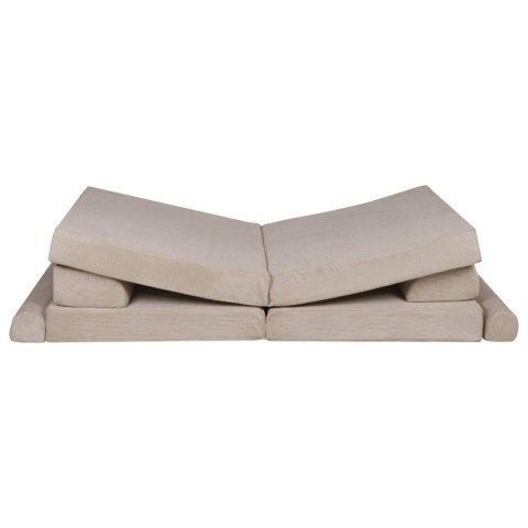 Sofa Premium Sztruksowa Dziecięca Rozkładana Siedzisko Miejsce Zabaw Beżowy