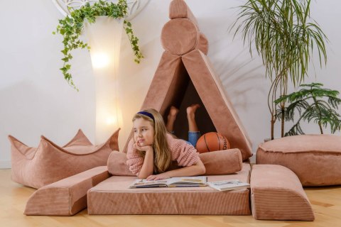 Sofa Premium Sztruksowa Dziecięca Rozkładana Siedzisko Miejsce Zabaw Beżowy