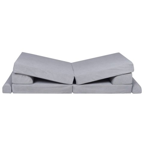 Sofa Premium Sztruksowa Szara Dziecięca Rozkładana Siedzisko Miejsce Zabaw