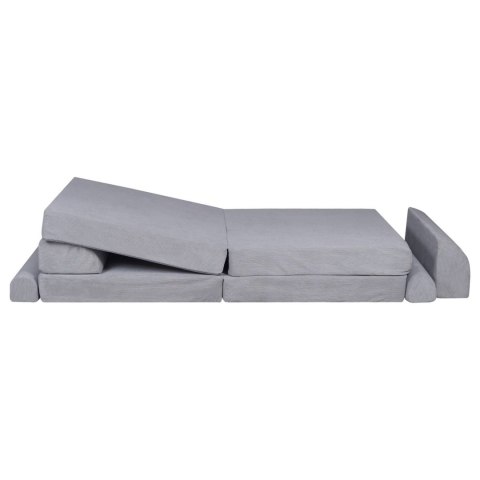 Sofa Premium Sztruksowa Szara Dziecięca Rozkładana Siedzisko Miejsce Zabaw