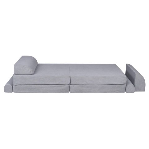 Sofa Premium Sztruksowa Szara Dziecięca Rozkładana Siedzisko Miejsce Zabaw