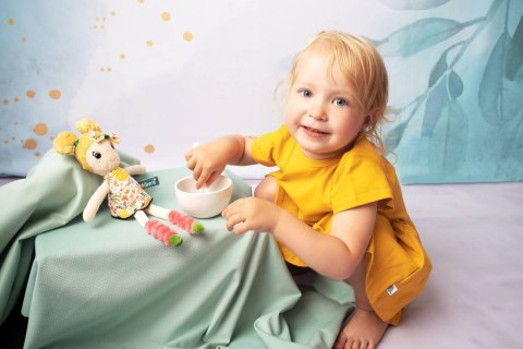 Lalka Maja Laleczka Szmaciana Delikatna Blond Włosy Kokardka Kolorowa Lalka Maja Laleczka Szmaciana Delikatna Blond Włosy Kokardka Kolorowa