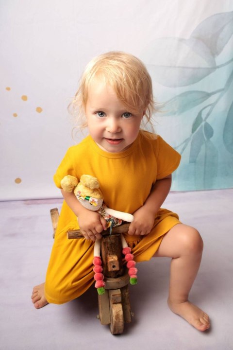 Lalka Maja Laleczka Szmaciana Delikatna Blond Włosy Kokardka Kolorowa Lalka Maja Laleczka Szmaciana Delikatna Blond Włosy Kokardka Kolorowa