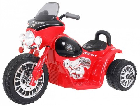 Motor Na Akumulator Chopper Czerwony + 3 koła + Dźwięki + Światła LED Motor Na Akumulator Chopper Czerwony + 3 koła + Dźwięki + Światła LED
