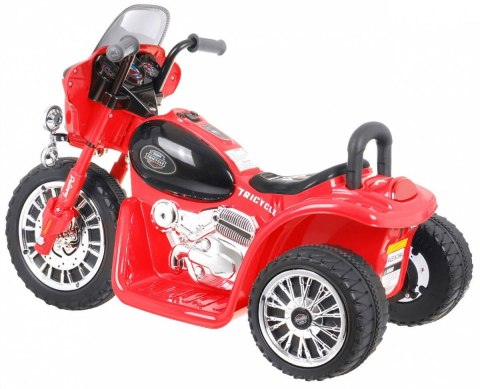 Motor Na Akumulator Chopper Czerwony + 3 koła + Dźwięki + Światła LED Motor Na Akumulator Chopper Czerwony + 3 koła + Dźwięki + Światła LED