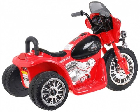 Motor Na Akumulator Chopper Czerwony + 3 koła + Dźwięki + Światła LED Motor Na Akumulator Chopper Czerwony + 3 koła + Dźwięki + Światła LED