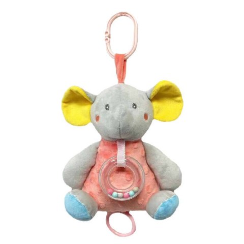 Pozytywka Słonik Brzoskwiniowo-Szary 18 Cm Delikatne Dźwięki Grzechotka Pozytywka Słonik Brzoskwiniowo-Szary 18 Cm Delikatne Dźwięki Grzechotka