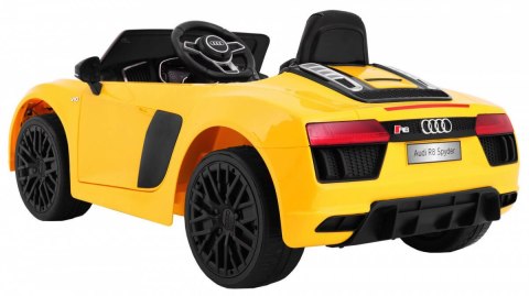 Auto Na Akumulator Audi R8 Spyder Żółty Pilot EVA Wolny Start Radio MP3 LED