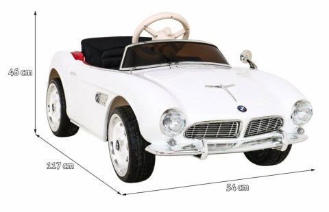 Auto Na Akumulator BMW 507 Retro Biały Audio LED Pilot Ekoskóra EVA MP3