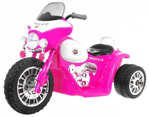 Motor Na Akumulator Chopper Różowy + 3 koła + Dźwięk + Światła LED Motor Na Akumulator Chopper Różowy + 3 koła + Dźwięk + Światła LED