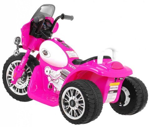 Motor Na Akumulator Chopper Różowy + 3 koła + Dźwięk + Światła LED Motor Na Akumulator Chopper Różowy + 3 koła + Dźwięk + Światła LED