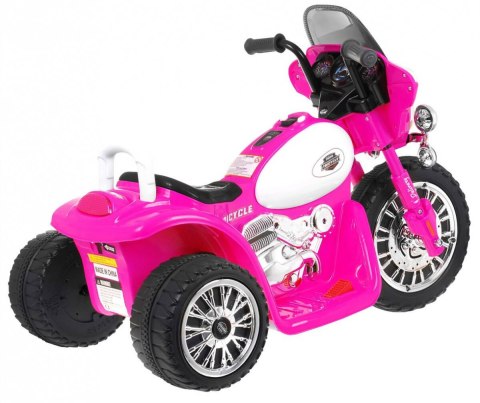 Motor Na Akumulator Chopper Różowy + 3 koła + Dźwięk + Światła LED Motor Na Akumulator Chopper Różowy + 3 koła + Dźwięk + Światła LED