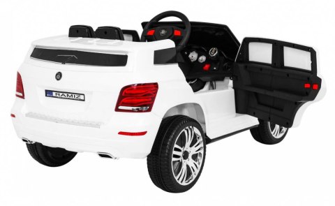 Auto Na Akumulator City Rider Biały Pilot Regulacja kierownicy MP3 USB LED