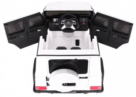 Auto na akumulator Mercedes AMG G65 Biały + Bagażnik + Światła Dźwięki